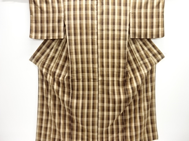 JAPANESE KIMONO / SILK / YUKI TSUMUGI / WOVEN GRID